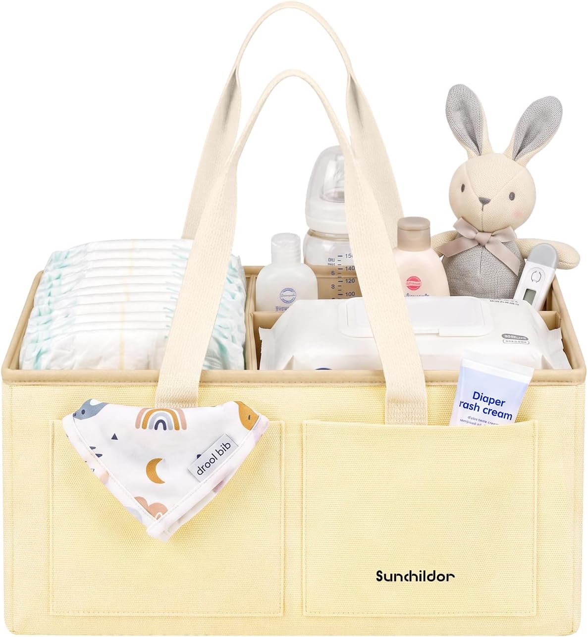 Large Canvas Baby Diaper Caddy Organizer - Gray