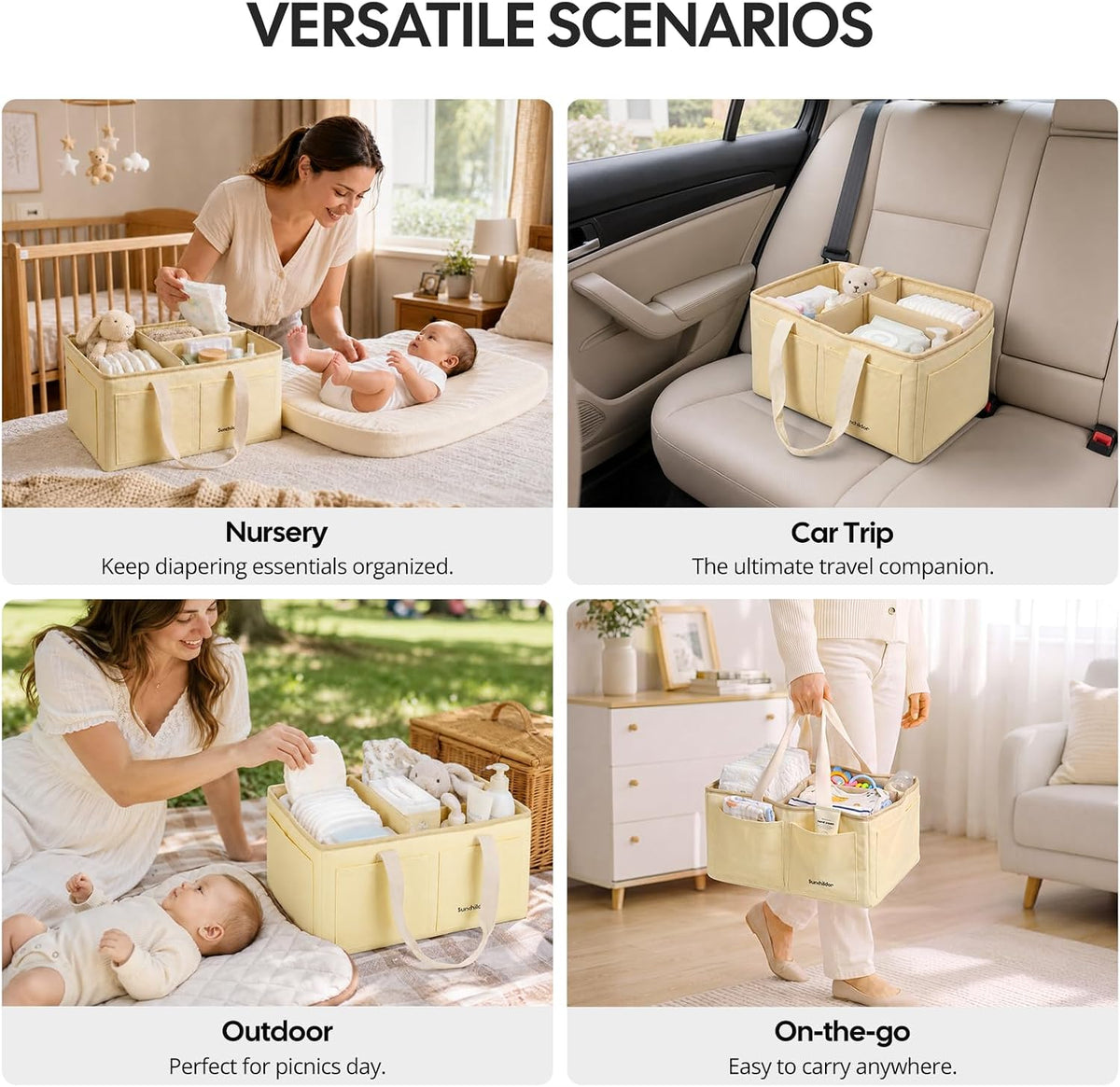 Large Canvas Baby Diaper Caddy Organizer - Gray