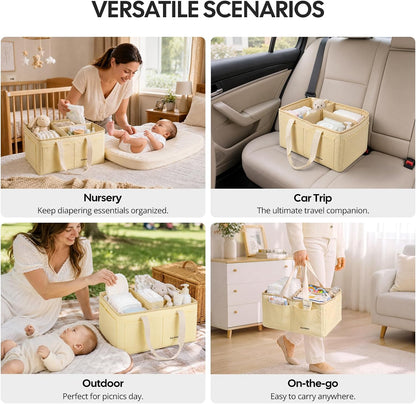 Large Canvas Baby Diaper Caddy Organizer - Gray