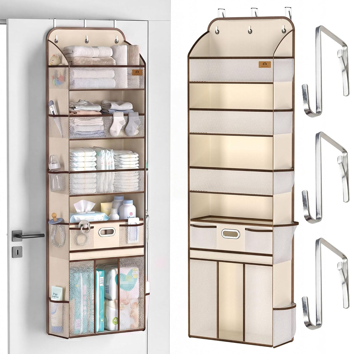 Baby Nursery Over The Door Organizer, 10 Pocket Hanging Storage