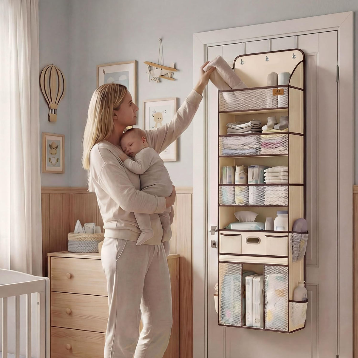 Baby Nursery Over The Door Organizer, 10 Pocket Hanging Storage