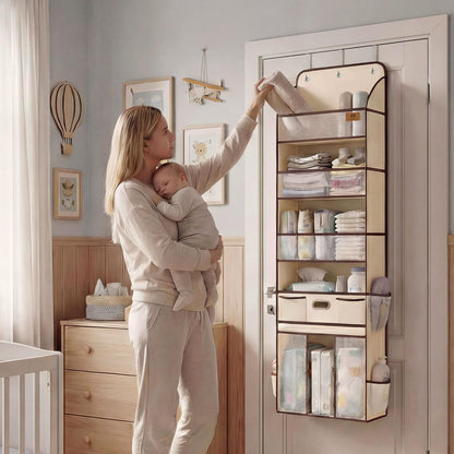Baby Nursery Over The Door Organizer, 10 Pocket Hanging Storage