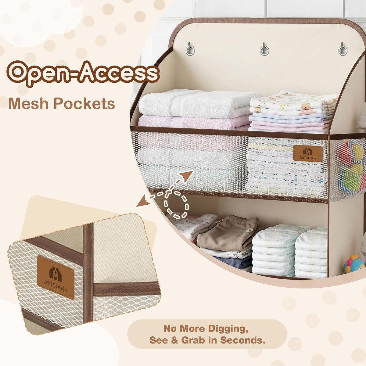 Baby Nursery Over The Door Organizer, 10 Pocket Hanging Storage