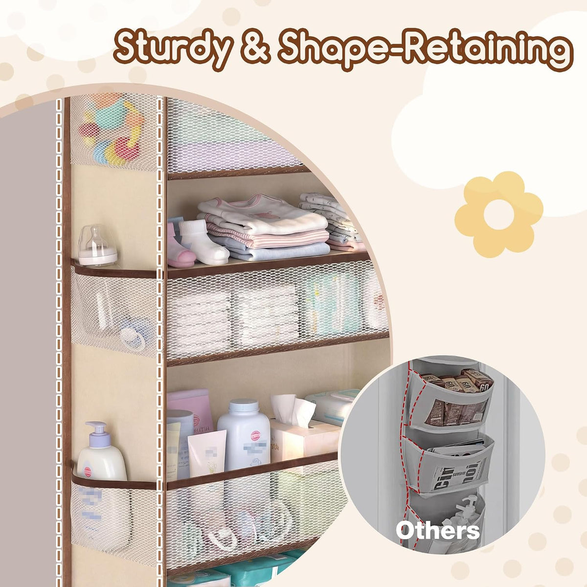 Baby Nursery Over The Door Organizer, 10 Pocket Hanging Storage