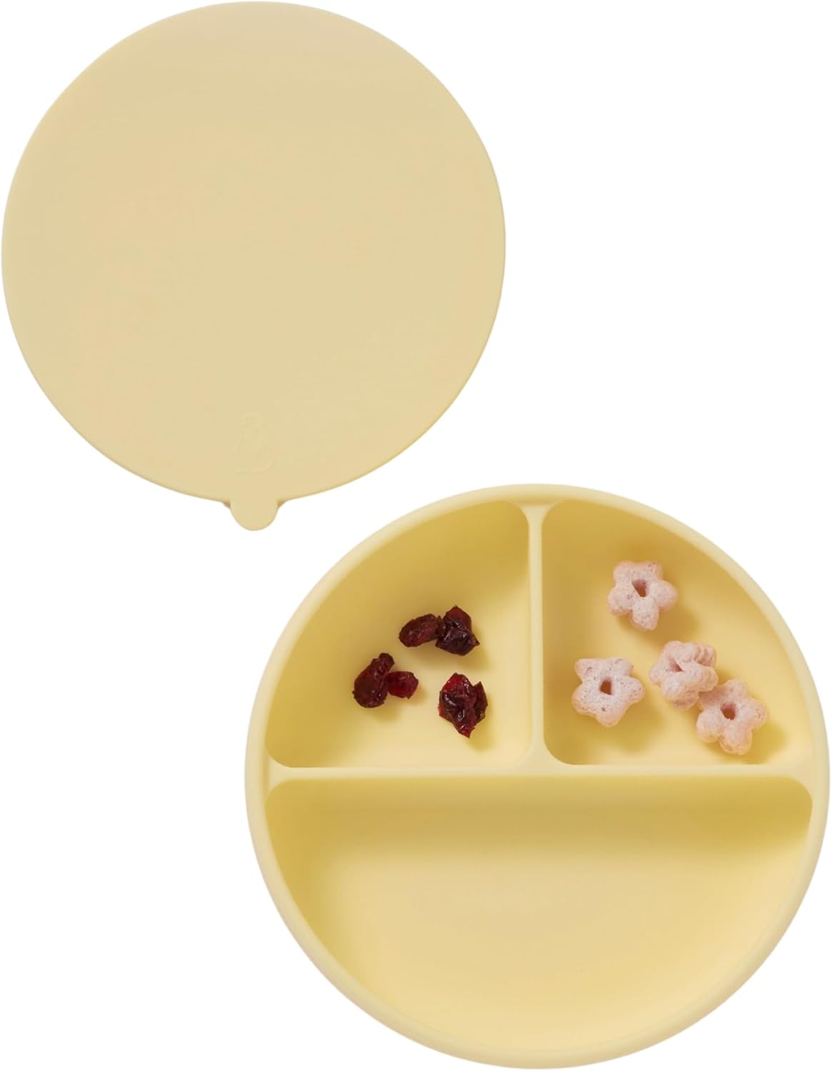 EASYFEED Silicone Plate with Lid (1-4Y) 3-Divided Suction Plate Baby Led Weaning Supplies Training Baby Utensils Feeding Supplies (Lemon Yellow)