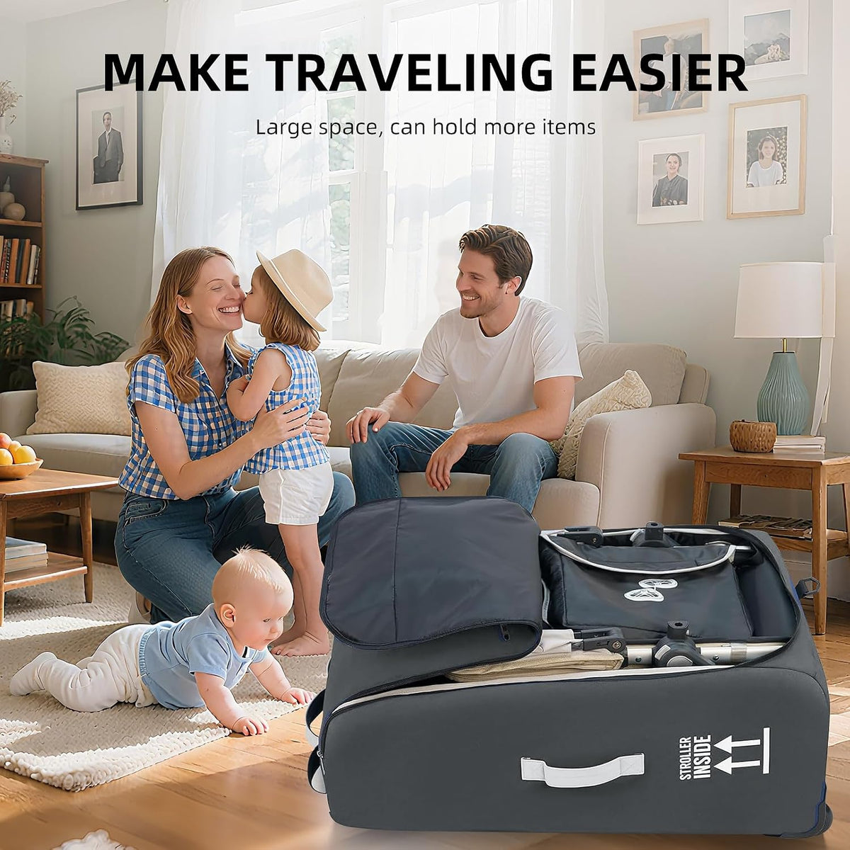 Stroller Bag for Airplane,Travel Bag - Compatible with UPPAbaby Vista/V1 V2 V3, Cruz/V1 V2 V3 |Rolling Wheel Bag with Storage Pocket, Waterproof, Rolling Wheels, Multiple Handles | Grey