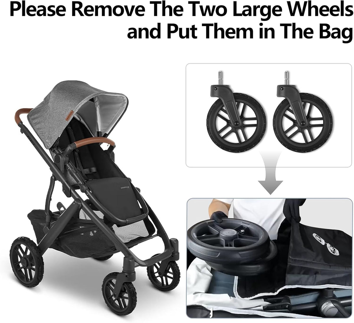 Stroller Bag for Airplane,Travel Bag - Compatible with UPPAbaby Vista/V1 V2 V3, Cruz/V1 V2 V3 |Rolling Wheel Bag with Storage Pocket, Waterproof, Rolling Wheels, Multiple Handles | Grey
