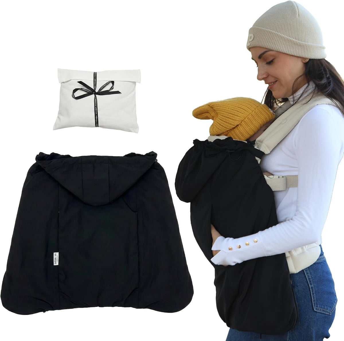 Baby Carrier Cover Winter with Detachable Hood - Windproof & Water-Resistant Winter Car Seat Cover Baby Girl & Boy, Universal Travel Carrier & Stroller Blankets for Babies