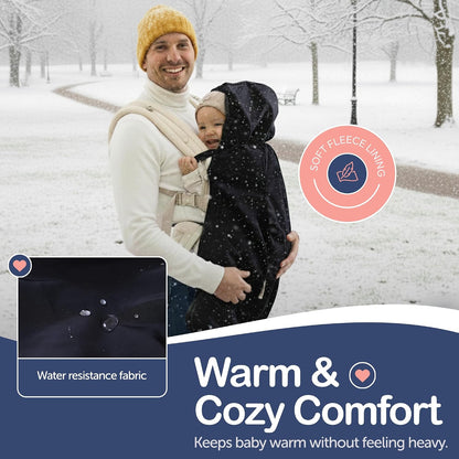 Baby Carrier Cover Winter with Detachable Hood - Windproof & Water-Resistant Winter Car Seat Cover Baby Girl & Boy, Universal Travel Carrier & Stroller Blankets for Babies