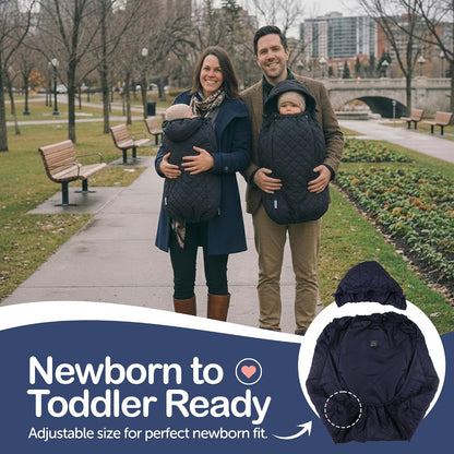 Baby Carrier Cover Winter with Detachable Hood - Windproof & Water-Resistant Winter Car Seat Cover Baby Girl & Boy, Universal Travel Carrier & Stroller Blankets for Babies