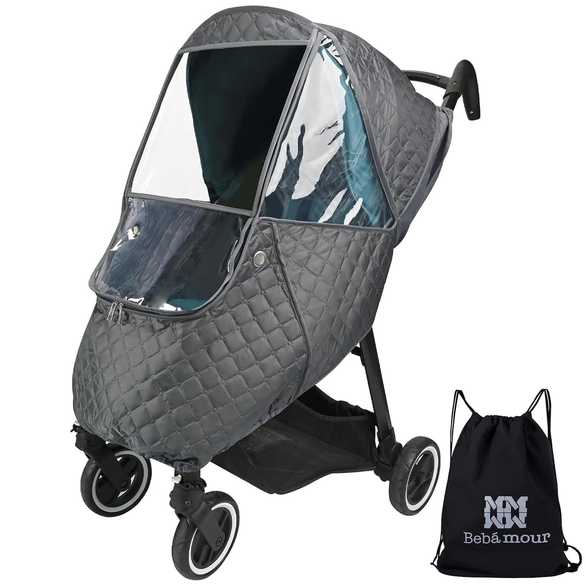 Stroller Rain Cover,Universal Stroller Accessory,Waterproof,Windproof Protection,Protect from Dust Snow,Baby Travel Weather Shield (Dark Grey)