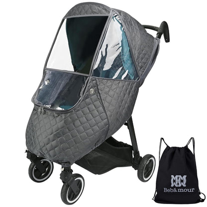 Stroller Rain Cover,Universal Stroller Accessory,Waterproof,Windproof Protection,Protect from Dust Snow,Baby Travel Weather Shield (Dark Grey)