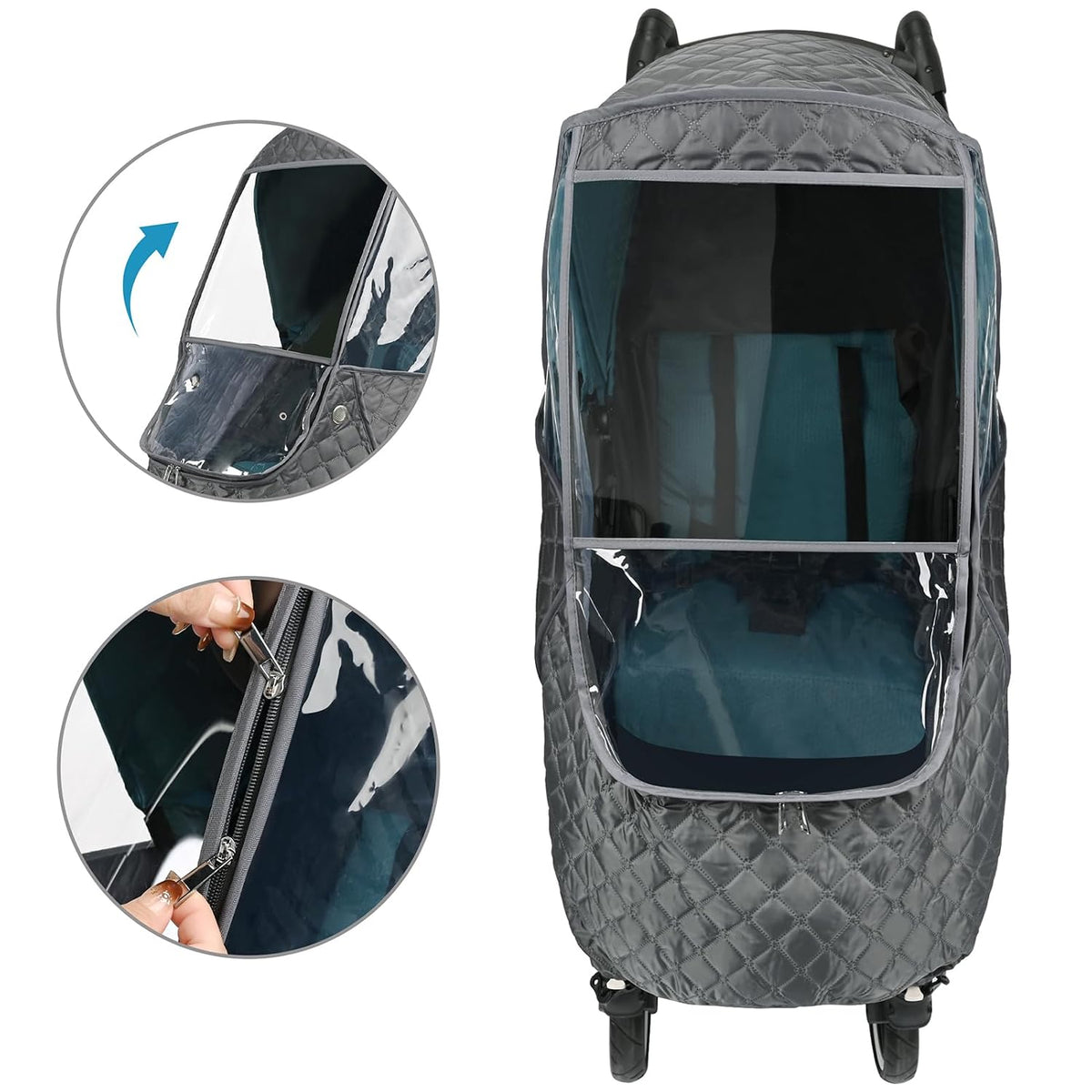 Stroller Rain Cover,Universal Stroller Accessory,Waterproof,Windproof Protection,Protect from Dust Snow,Baby Travel Weather Shield (Dark Grey)
