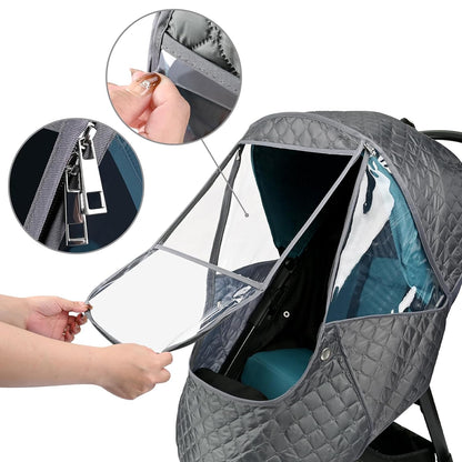 Stroller Rain Cover,Universal Stroller Accessory,Waterproof,Windproof Protection,Protect from Dust Snow,Baby Travel Weather Shield (Dark Grey)