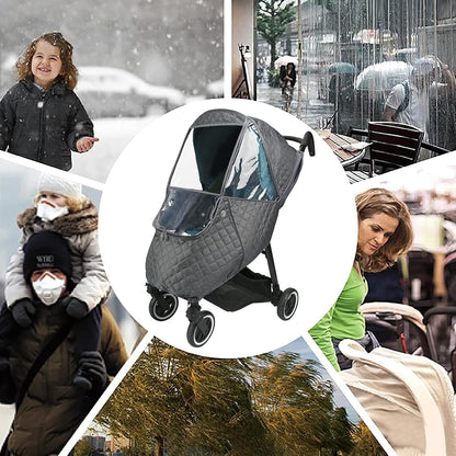 Stroller Rain Cover,Universal Stroller Accessory,Waterproof,Windproof Protection,Protect from Dust Snow,Baby Travel Weather Shield (Dark Grey)