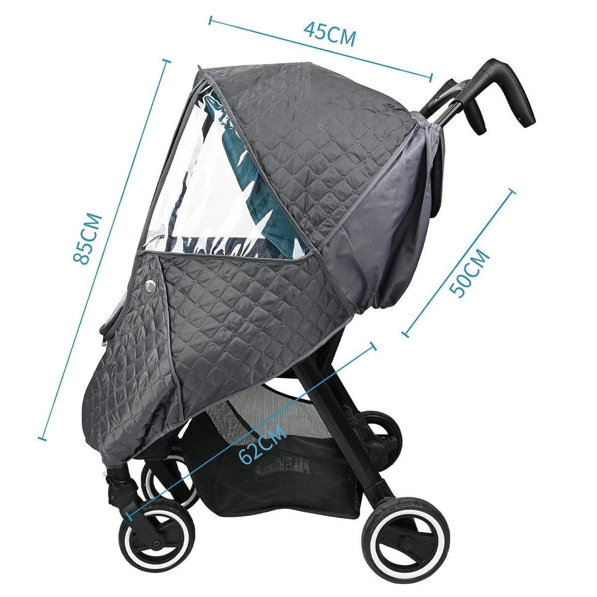 Stroller Rain Cover,Universal Stroller Accessory,Waterproof,Windproof Protection,Protect from Dust Snow,Baby Travel Weather Shield (Dark Grey)