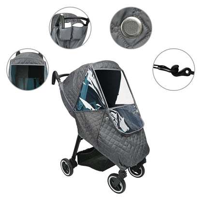 Stroller Rain Cover,Universal Stroller Accessory,Waterproof,Windproof Protection,Protect from Dust Snow,Baby Travel Weather Shield (Dark Grey)