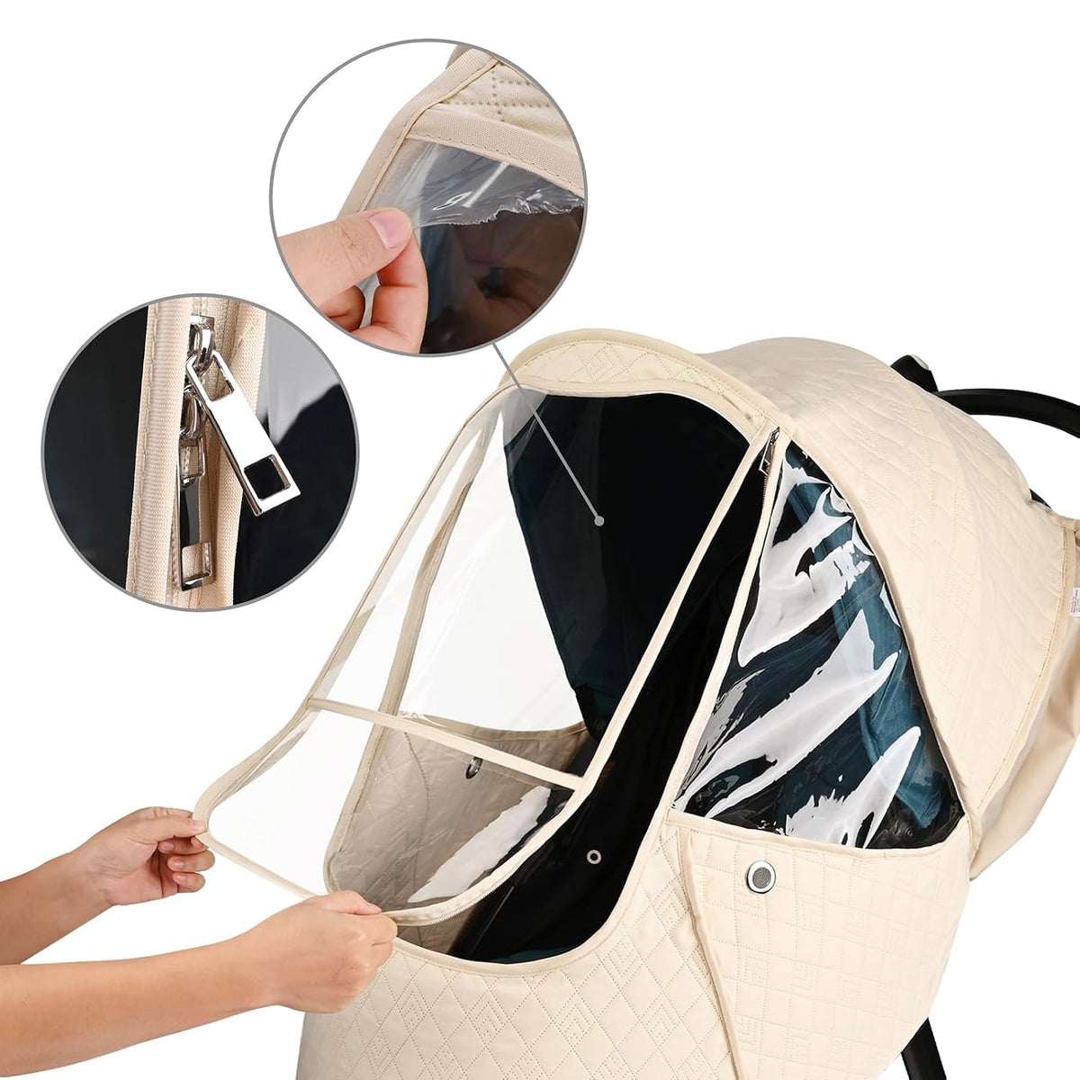 Stroller Rain Cover,Universal Stroller Accessory,Waterproof,Windproof Protection,Protect from Dust Snow,Baby Travel Weather Shield (Dark Grey)