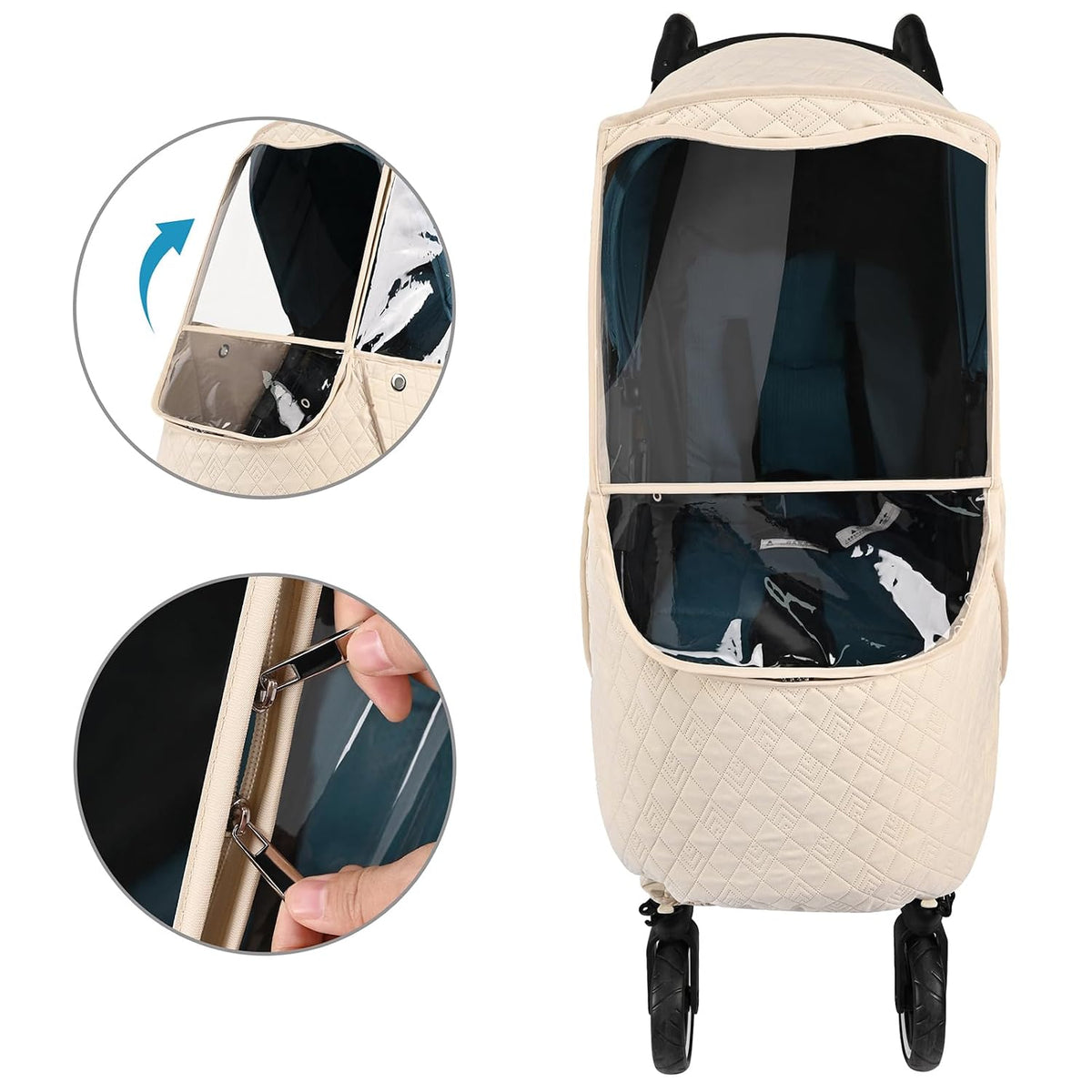 Stroller Rain Cover,Universal Stroller Accessory,Waterproof,Windproof Protection,Protect from Dust Snow,Baby Travel Weather Shield (Dark Grey)