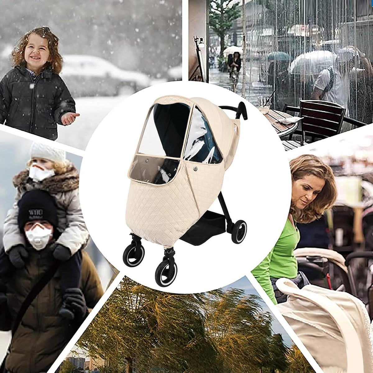 Stroller Rain Cover,Universal Stroller Accessory,Waterproof,Windproof Protection,Protect from Dust Snow,Baby Travel Weather Shield (Dark Grey)
