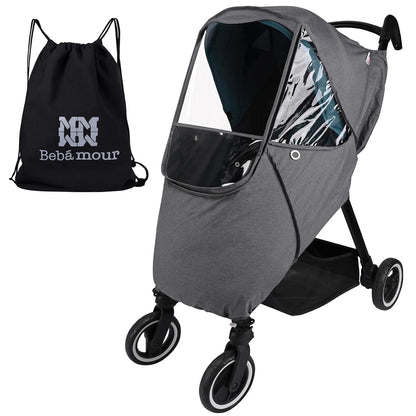 Stroller Rain Cover,Universal Stroller Accessory,Waterproof,Windproof Protection,Protect from Dust Snow,Baby Travel Weather Shield (Dark Grey)
