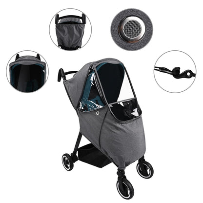 Stroller Rain Cover,Universal Stroller Accessory,Waterproof,Windproof Protection,Protect from Dust Snow,Baby Travel Weather Shield (Dark Grey)