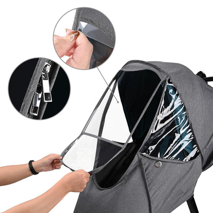 Stroller Rain Cover,Universal Stroller Accessory,Waterproof,Windproof Protection,Protect from Dust Snow,Baby Travel Weather Shield (Dark Grey)