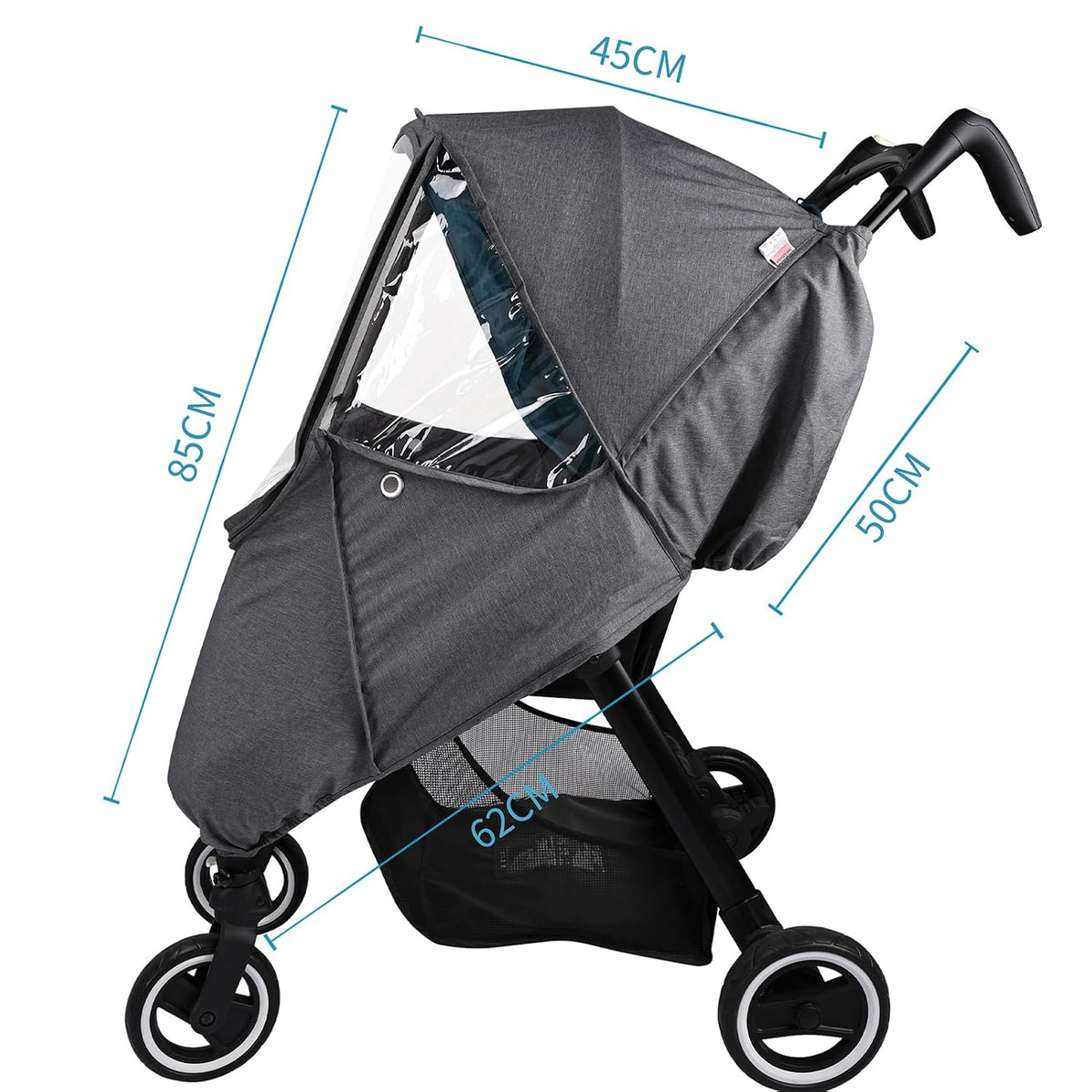Stroller Rain Cover,Universal Stroller Accessory,Waterproof,Windproof Protection,Protect from Dust Snow,Baby Travel Weather Shield (Dark Grey)