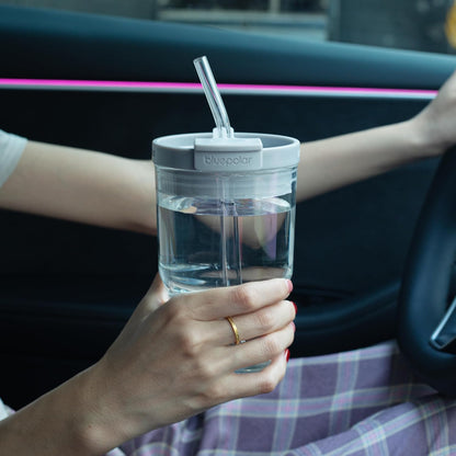 16oz/480ml Iced Coffee Cups With Lids And Straws,Reusable Leakproof Glass Tumbler,Water Bottles,Cold Brew,Drinking Jars For Juicing,Matcha,Tea,Smoothie For Travel,Office (Off-White)