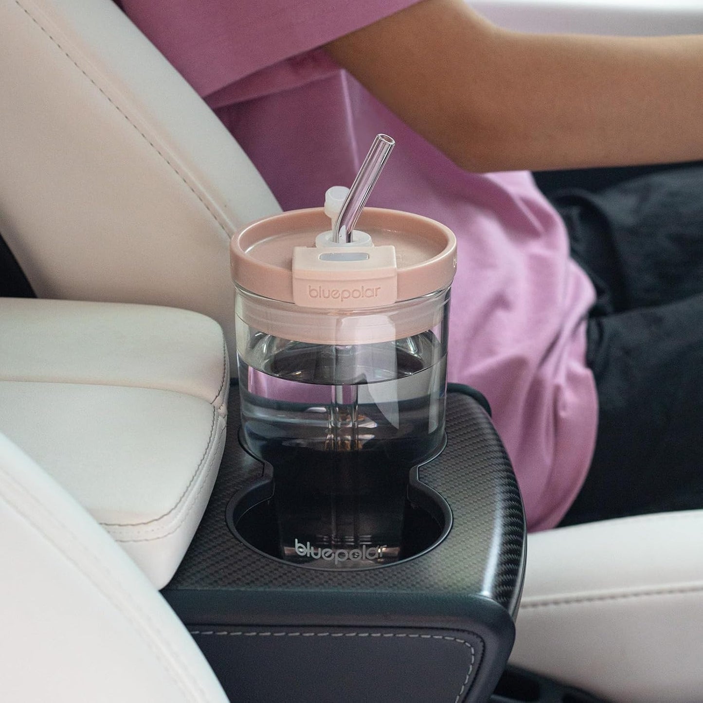 16oz/480ml Iced Coffee Cups With Lids And Straws,Reusable Leakproof Glass Tumbler,Water Bottles,Cold Brew,Drinking Jars For Juicing,Matcha,Tea,Smoothie For Travel,Office (Off-White)
