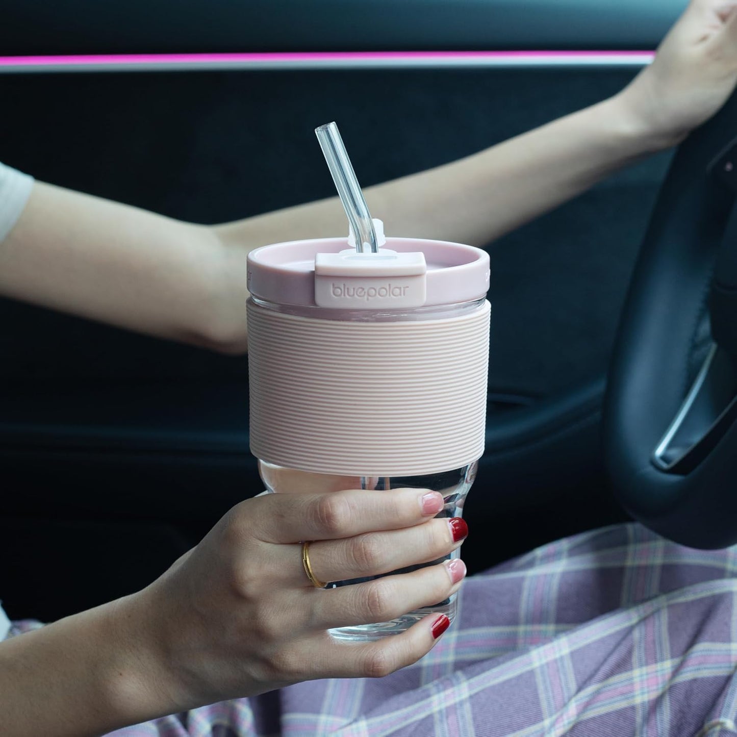 16oz/480ml Iced Coffee Cups With Lids And Straws,Reusable Leakproof Glass Tumbler,Water Bottles,Cold Brew,Drinking Jars For Juicing,Matcha,Tea,Smoothie For Travel,Office (Off-White)