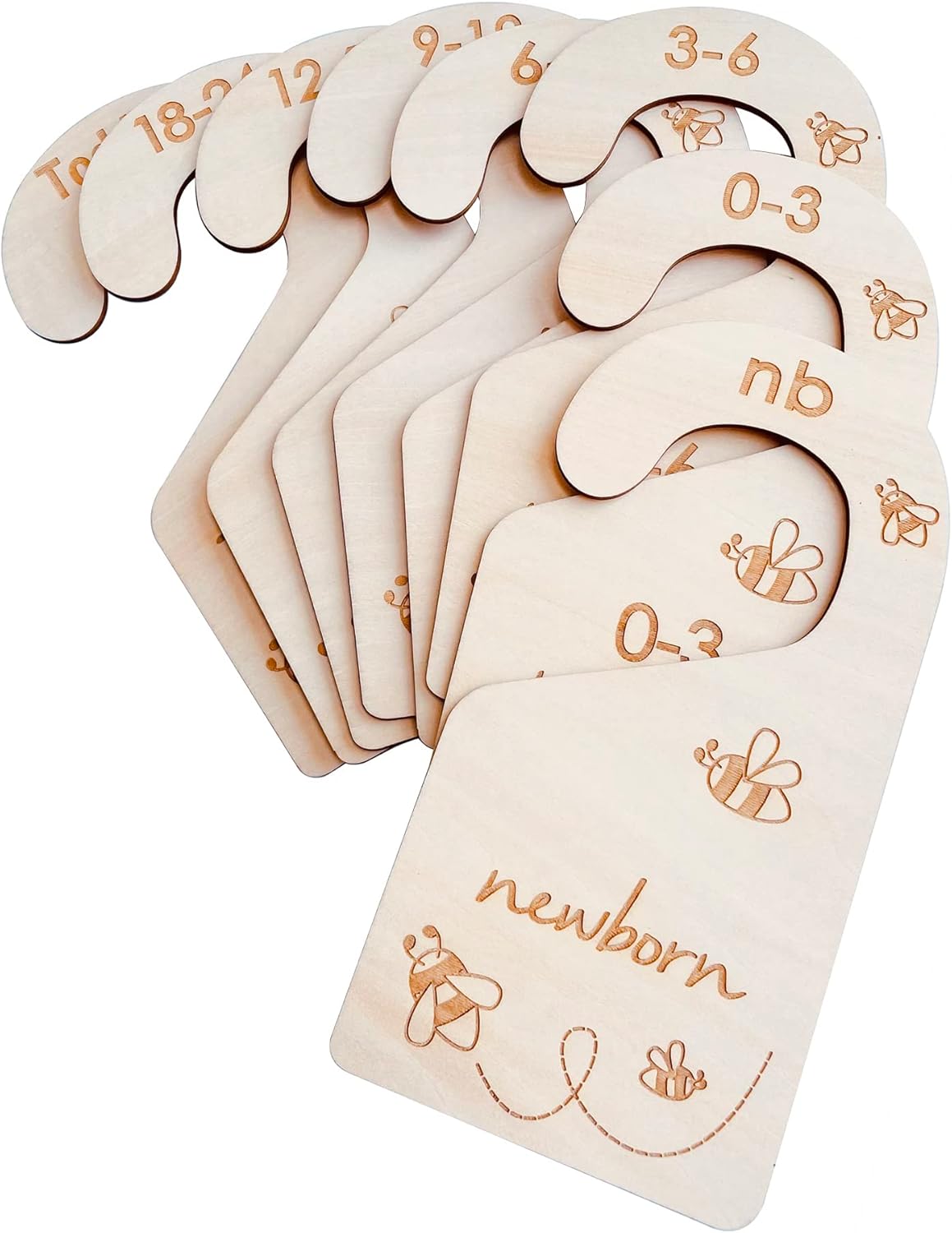 Baby Closet Size Dividers, Double-Sided Wood Baby Closet Organizer Hanging Baby Clothes Dividers Nursery Closet Organizer for Home Baby Clothes Nursery Décor