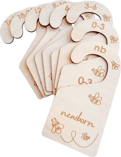Baby Closet Size Dividers, Double-Sided Wood Baby Closet Organizer Hanging Baby Clothes Dividers Nursery Closet Organizer for Home Baby Clothes Nursery Décor