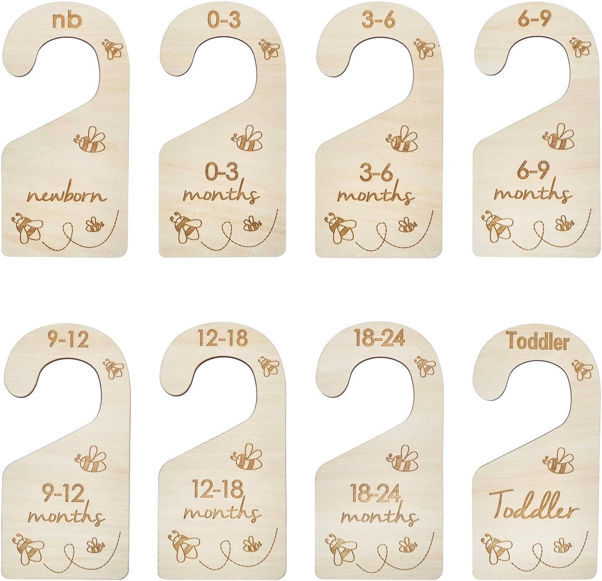 Baby Closet Size Dividers, Double-Sided Wood Baby Closet Organizer Hanging Baby Clothes Dividers Nursery Closet Organizer for Home Baby Clothes Nursery Décor