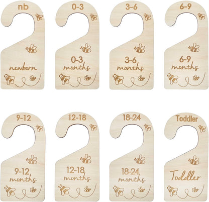Baby Closet Size Dividers, Double-Sided Wood Baby Closet Organizer Hanging Baby Clothes Dividers Nursery Closet Organizer for Home Baby Clothes Nursery Décor