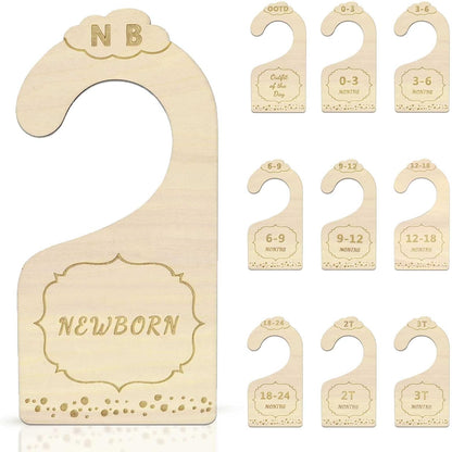 Baby Closet Size Dividers, Double-Sided Wood Baby Closet Organizer Hanging Baby Clothes Dividers Nursery Closet Organizer for Home Baby Clothes Nursery Décor