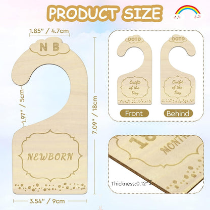 Baby Closet Size Dividers, Double-Sided Wood Baby Closet Organizer Hanging Baby Clothes Dividers Nursery Closet Organizer for Home Baby Clothes Nursery Décor