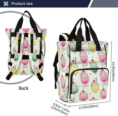 Diaper Bag Backpack, Multifunction Travel Bag for Moms Dads, Baby Changing Bag with Insulted Pockets, Stroller Straps and Side Bottle Pockets Decorative Drinks Pattern