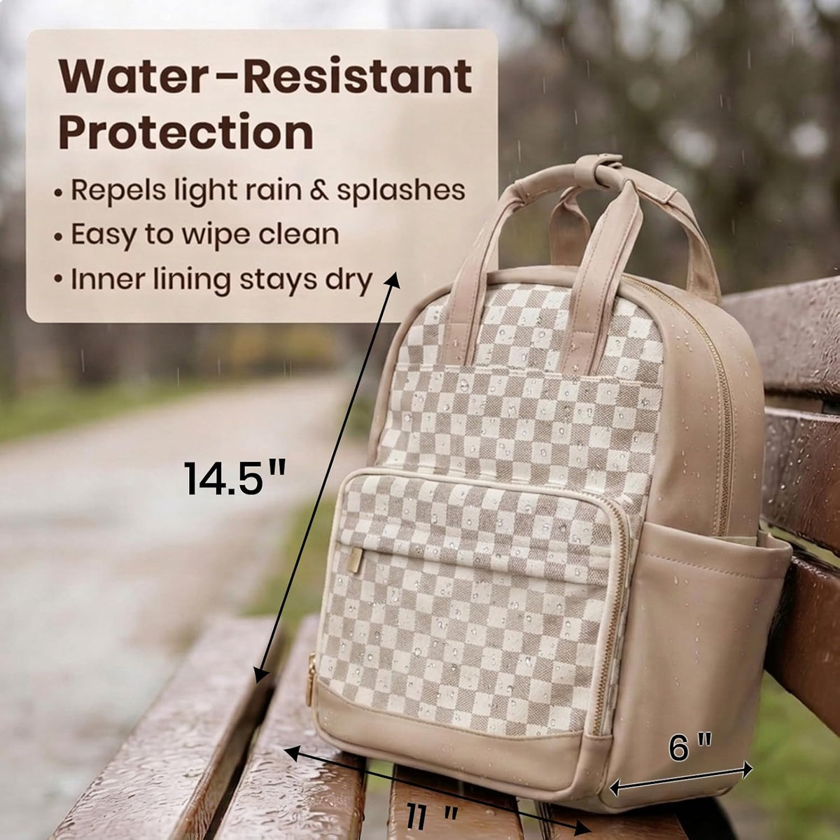 Small Diaper Bag - Baby Diaper Bag Backpack Checkered Diaper Bag with Changing Pad Baby Backpack for Travel Daycare Mommy Diaper Backpack Pañaleras Para Bebe for Mom & Dad-White&Beige