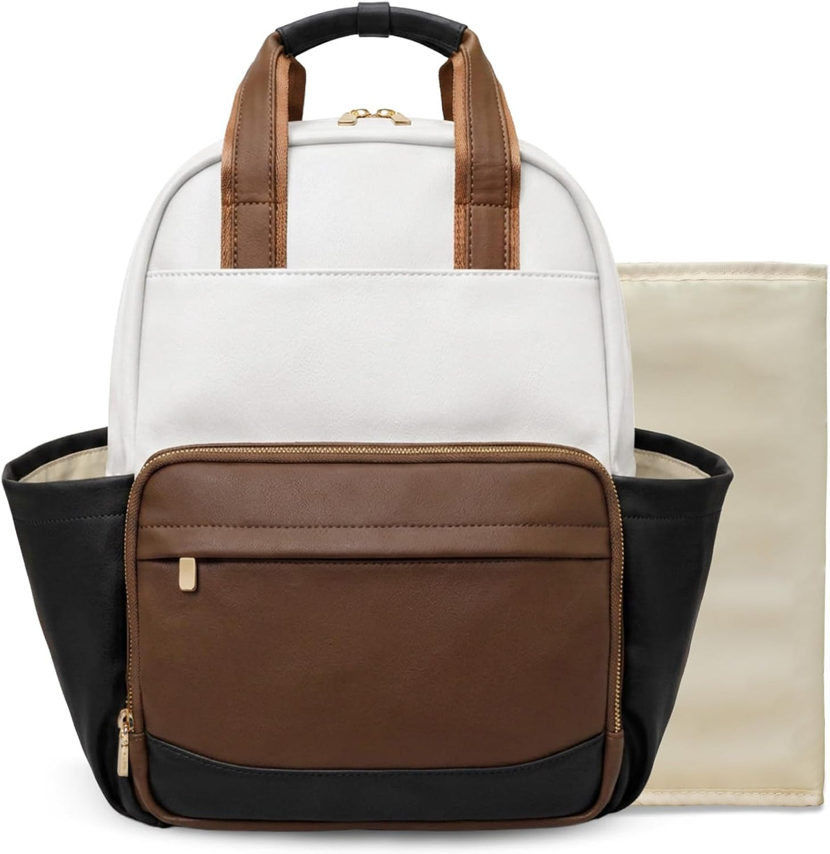 Small Diaper Bag - Baby Diaper Bag Backpack Checkered Diaper Bag with Changing Pad Baby Backpack for Travel Daycare Mommy Diaper Backpack Pañaleras Para Bebe for Mom & Dad-White&Beige