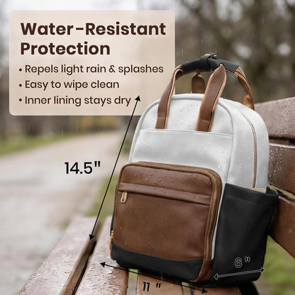 Small Diaper Bag - Baby Diaper Bag Backpack Checkered Diaper Bag with Changing Pad Baby Backpack for Travel Daycare Mommy Diaper Backpack Pañaleras Para Bebe for Mom & Dad-White&Beige
