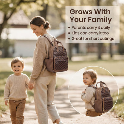 Small Diaper Bag - Baby Diaper Bag Backpack Checkered Diaper Bag with Changing Pad Baby Backpack for Travel Daycare Mommy Diaper Backpack Pañaleras Para Bebe for Mom & Dad-White&Beige