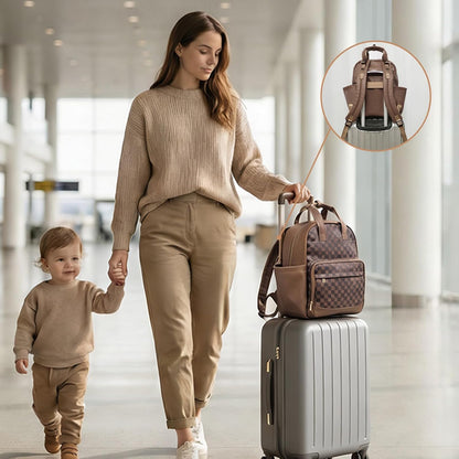 Small Diaper Bag - Baby Diaper Bag Backpack Checkered Diaper Bag with Changing Pad Baby Backpack for Travel Daycare Mommy Diaper Backpack Pañaleras Para Bebe for Mom & Dad-White&Beige