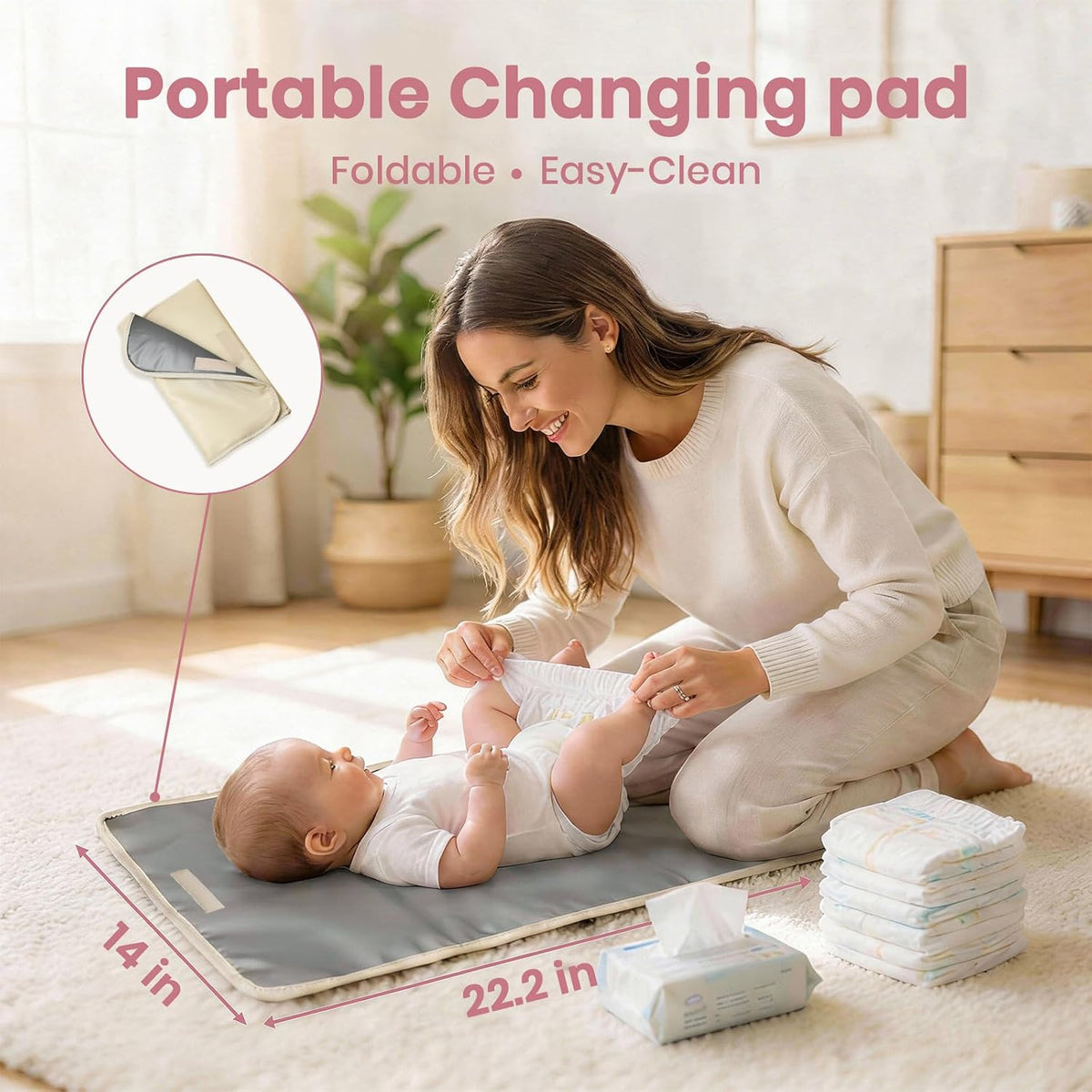 Small Diaper Bag - Baby Diaper Bag Backpack Checkered Diaper Bag with Changing Pad Baby Backpack for Travel Daycare Mommy Diaper Backpack Pañaleras Para Bebe for Mom & Dad-White&Beige