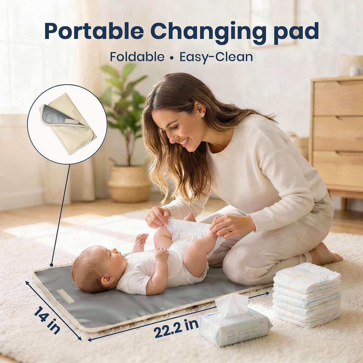 Small Diaper Bag - Baby Diaper Bag Backpack Checkered Diaper Bag with Changing Pad Baby Backpack for Travel Daycare Mommy Diaper Backpack Pañaleras Para Bebe for Mom & Dad-White&Beige