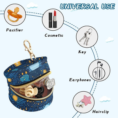 Night Sky with Bright Stars Baby Pacifier Holder Case, Dustproof Portable Storage Box for Diaper Bag Purse, Pacifier Storage Container for Boys & Girls