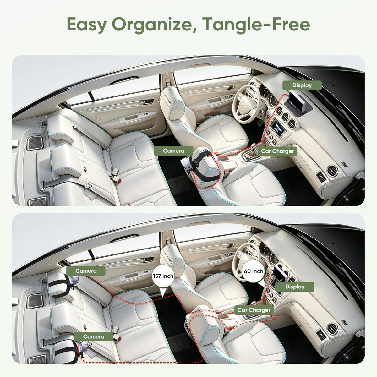 5" 1440P Baby Car Camera, Clearest Monitor, 360° Rotating Wide View