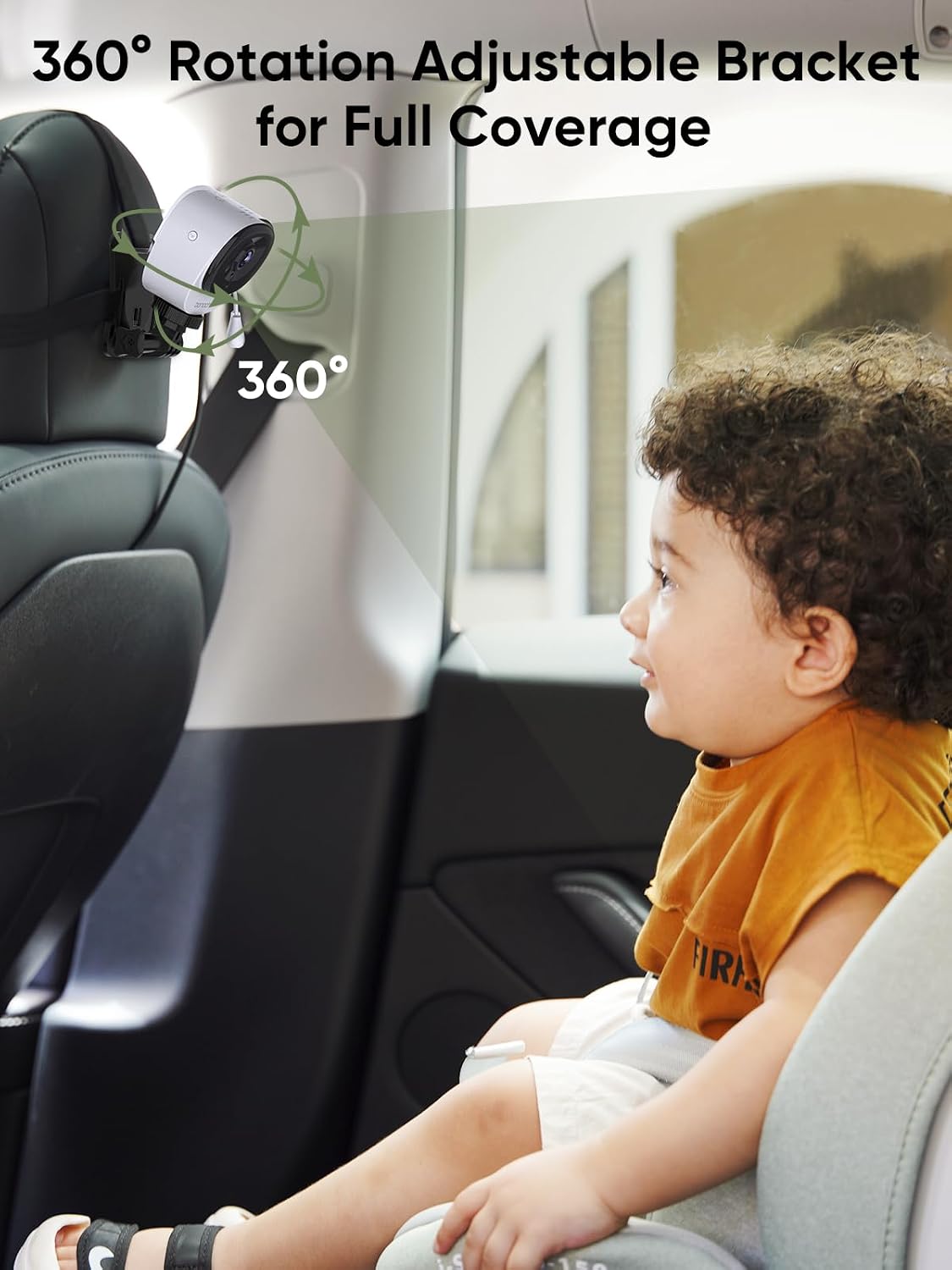 5" 1440P Baby Car Camera, Clearest Monitor, 360° Rotating Wide View