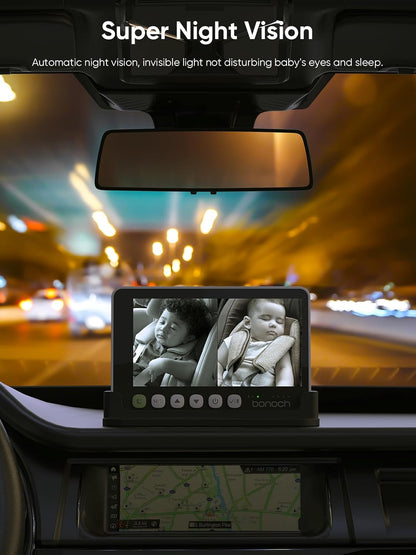5" 1440P Baby Car Camera, Clearest Monitor, 360° Rotating Wide View