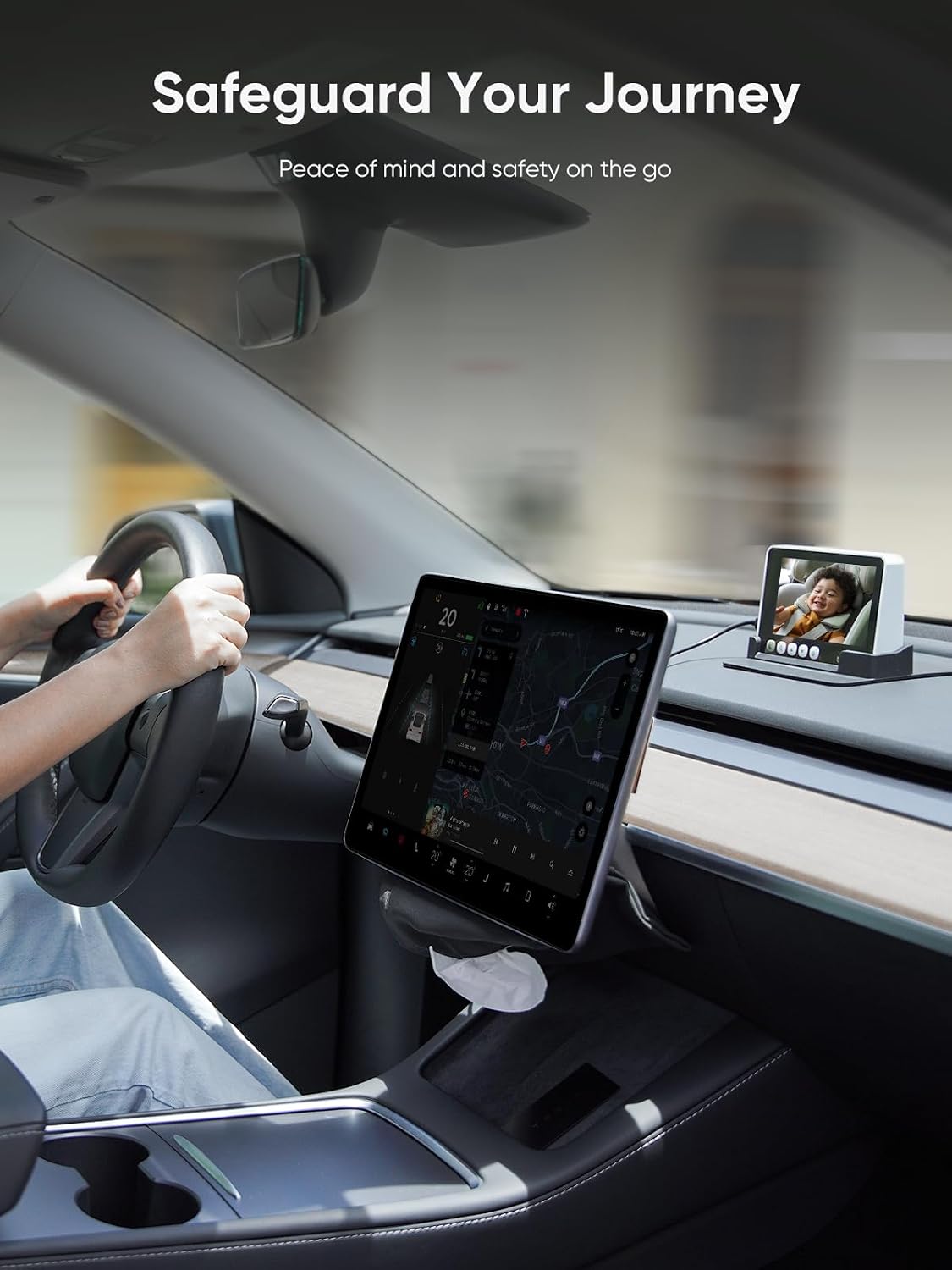 5" 1440P Baby Car Camera, Clearest Monitor, 360° Rotating Wide View